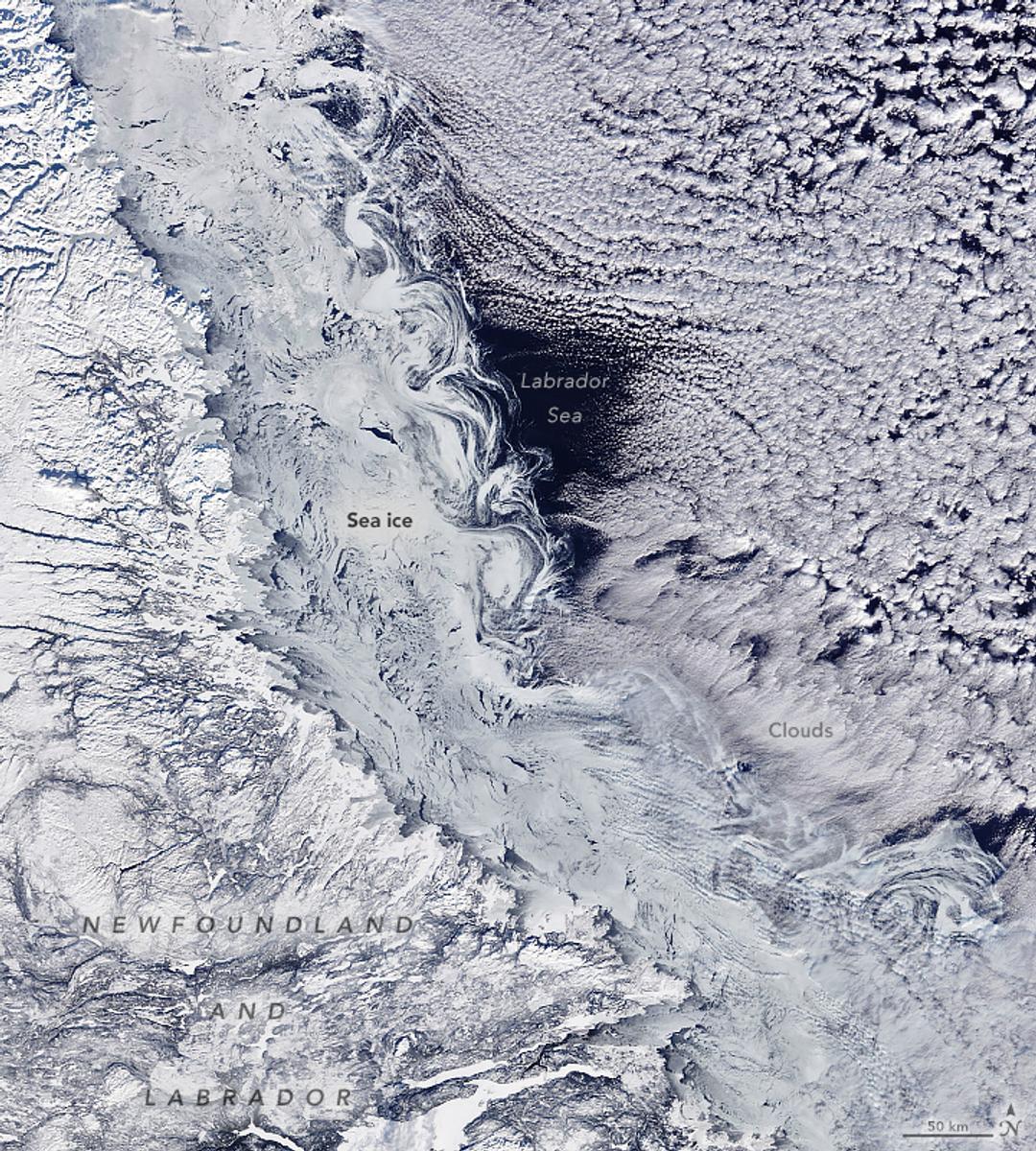 Phénomène rare et visible depuis l’espace : des tourbillons de glace à ...