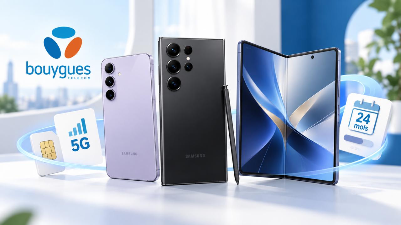 Bouygues Telecom met en avant plusieurs smartphones Samsung avec forfait mobile et paiement étalé. Equipe rédaction