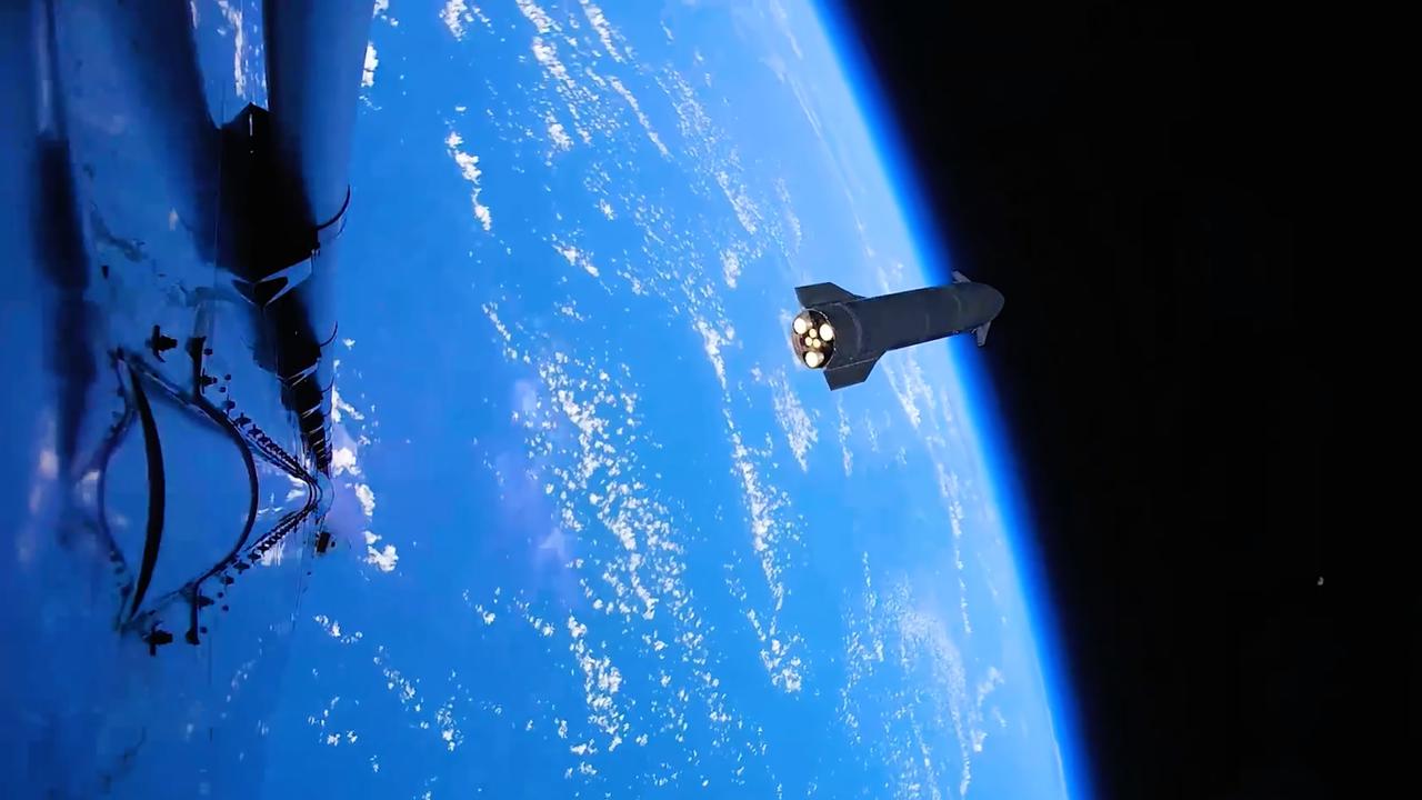 Séparation des deux étages du Starship. © SpaceX