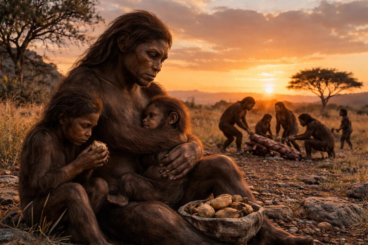 On attribuait ça uniquement à Homo sapiens... Les mères Homo erectus l'avaient peut-être précédé d'un million d'années