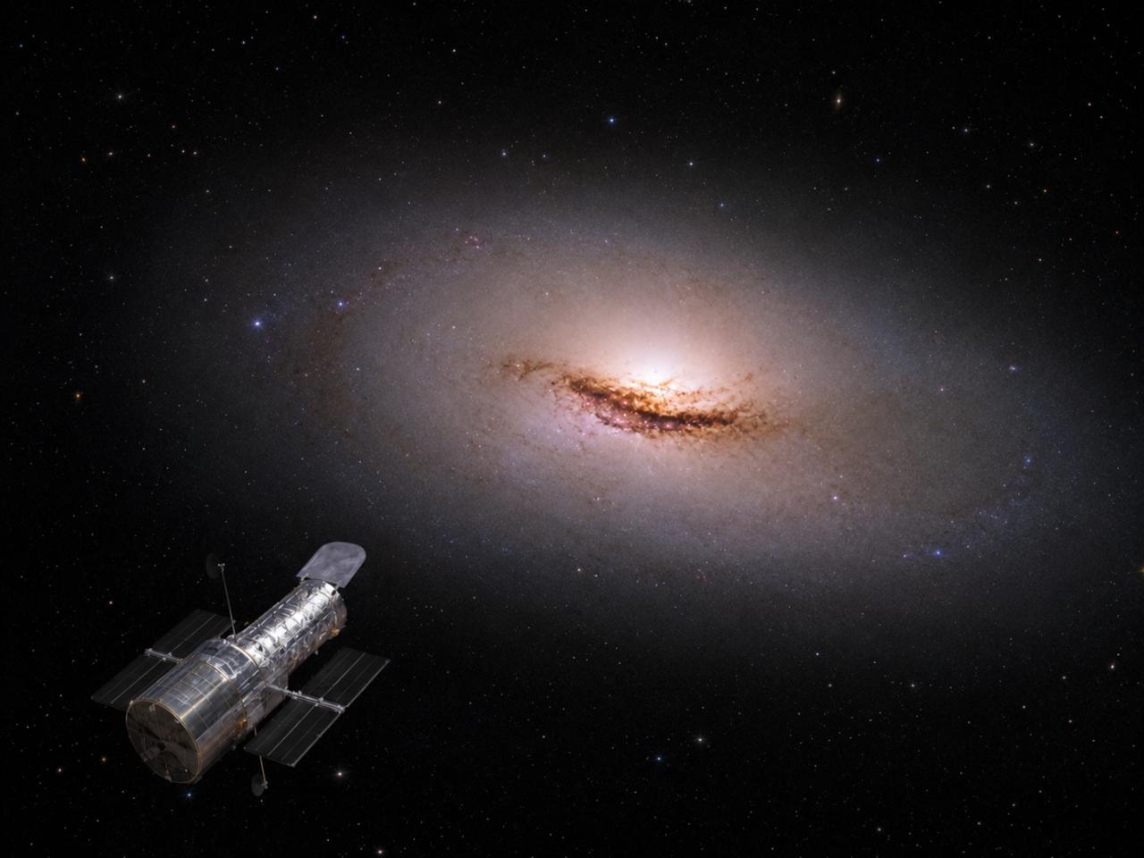 Hubble Captures Cosmic Flip: Massive Black Hole Warps Entire Galaxy