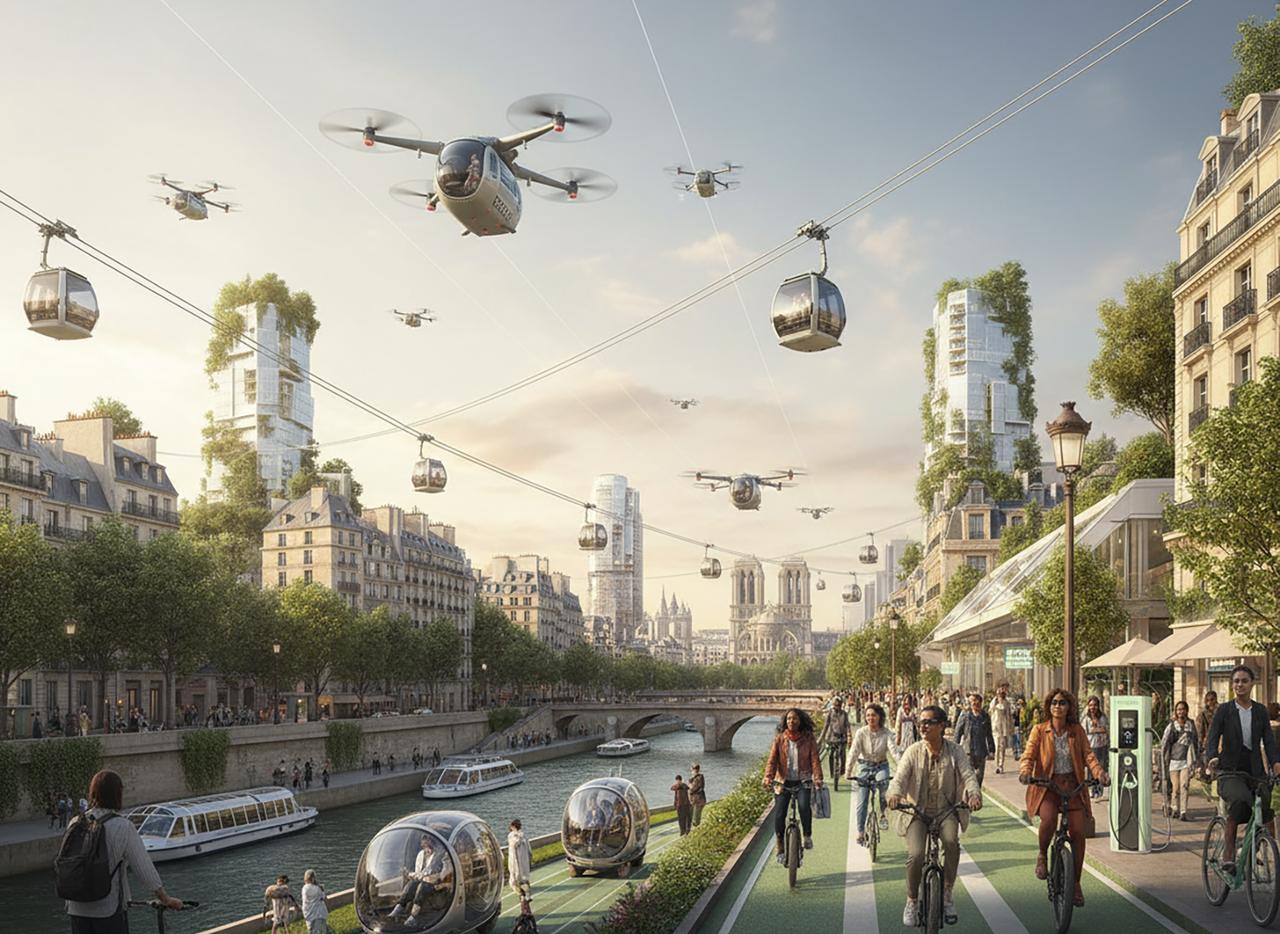 Paris en 2050 (7/10) : métro géant, téléphérique, taxis volants… la ville sans voiture prend forme