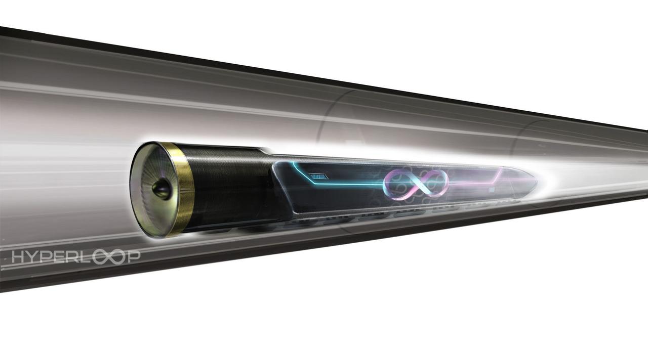 Le train ultrarapide de Virgin Hyperloop One a battu un nouveau record de vitesse. Ici, dessin du véhicule d&#39;Hyperloop One dans sa première version, soulevé du sol par un coussin d&#39;air. © Hyperloop One