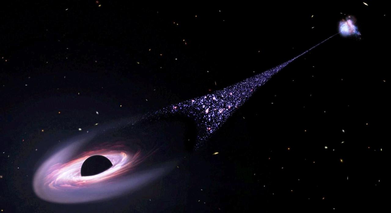 Un trou noir géant lancé à 1 000 km/s hors de sa galaxie comme une fusée : l’incroyable scénario des astronomes