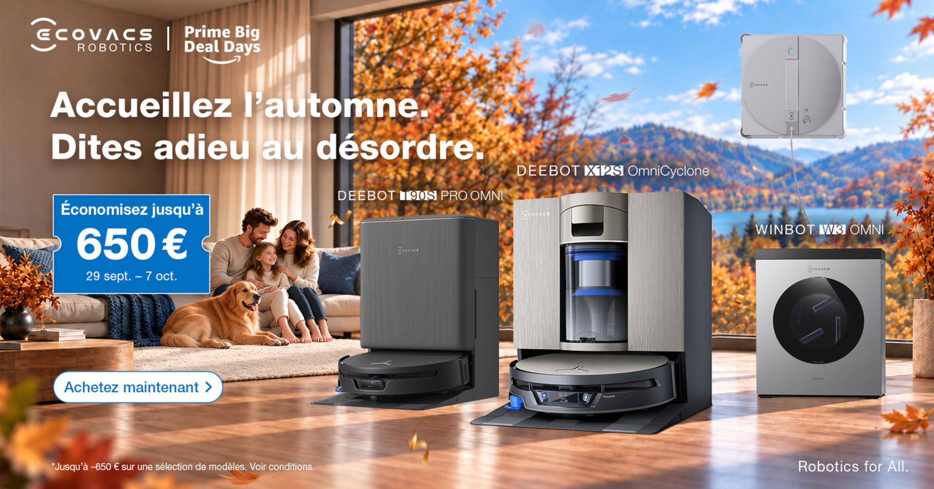 Prime Day : Ecovacs lâche jusqu’à 300 € de remise sur ses robots aspirateurs vedettes
