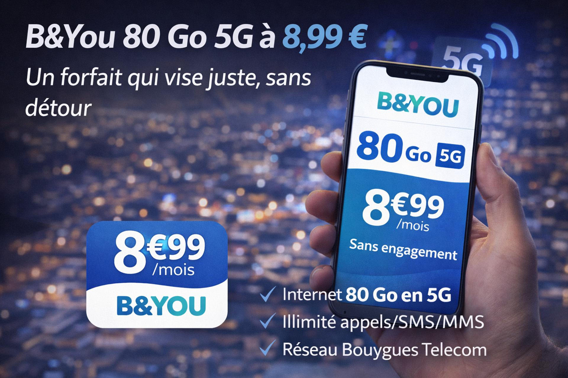 B&You 80 Go 5G à 8,99 € : le forfait qui vise juste, sans détour