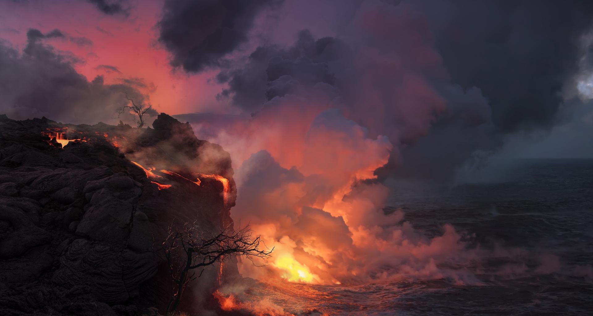 Le Piton de la Fournaise offre une impressionnante cascade de lave dans l’océan
