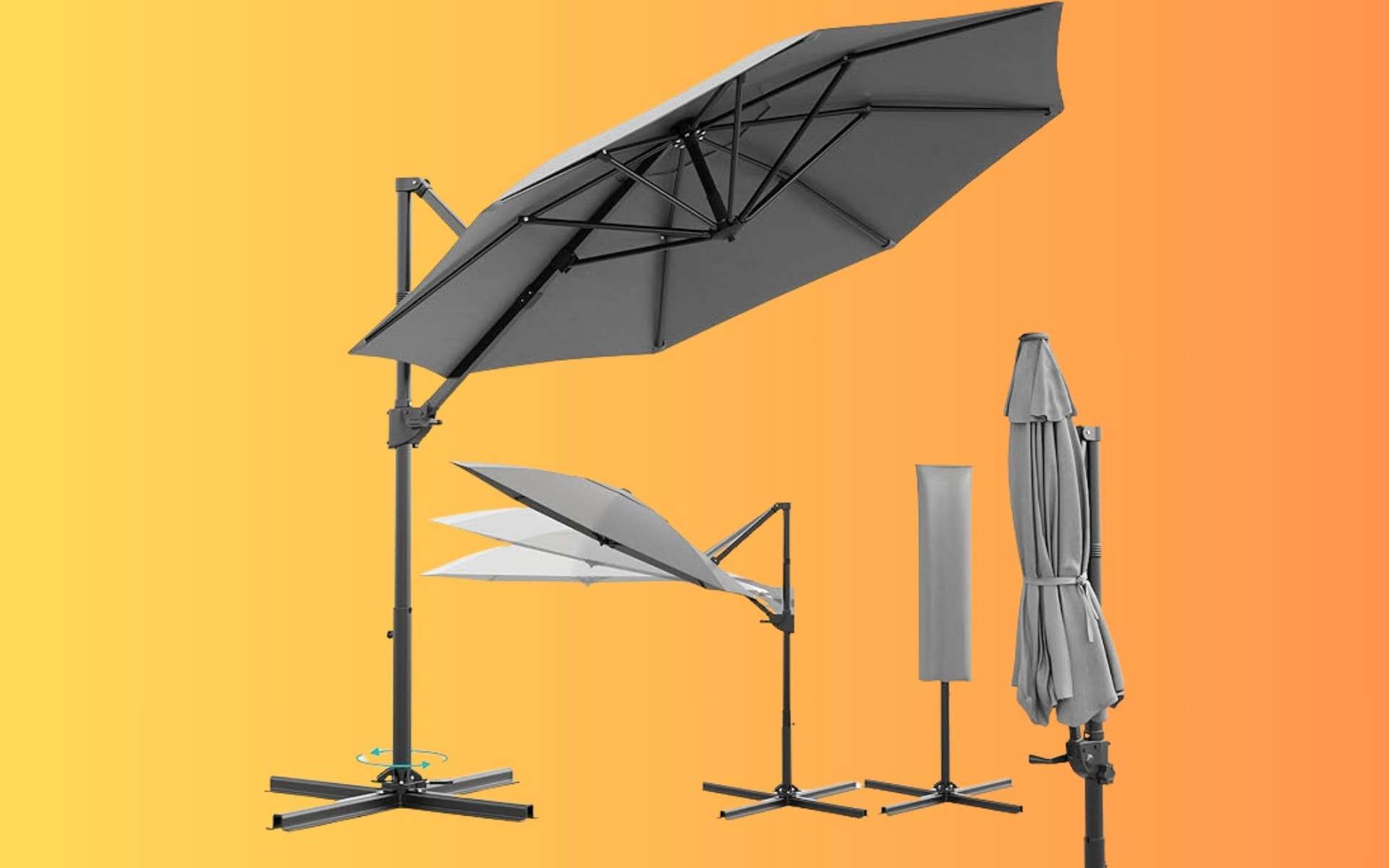 Avant la fin des soldes, Amazon affiche une belle remise sur ce parasol déporté