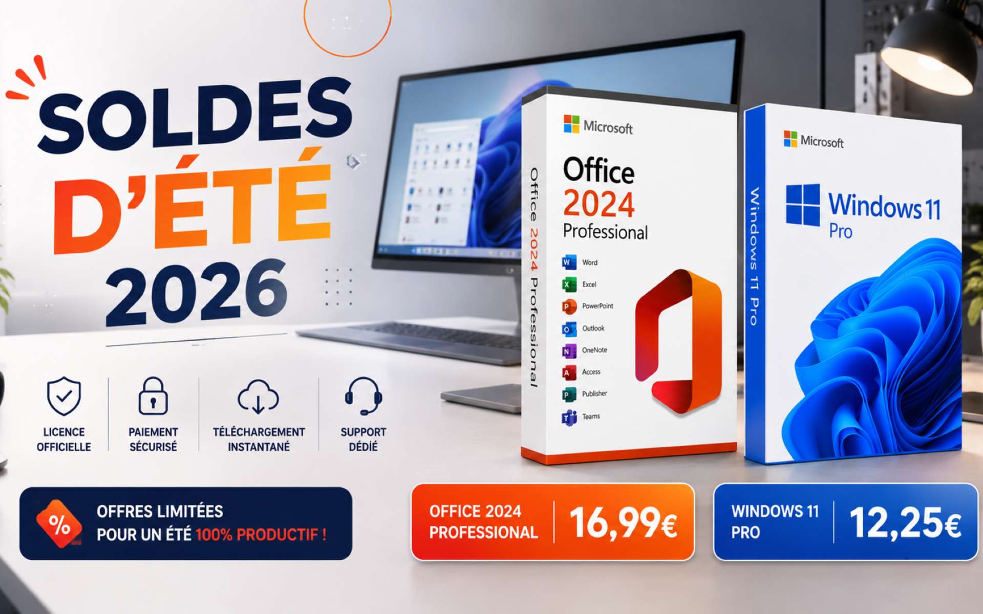 Soldes d'été : Office 2024 à 16,99 ¬ et Windows 11 Pro à 12,25 ¬ chez Godeal24