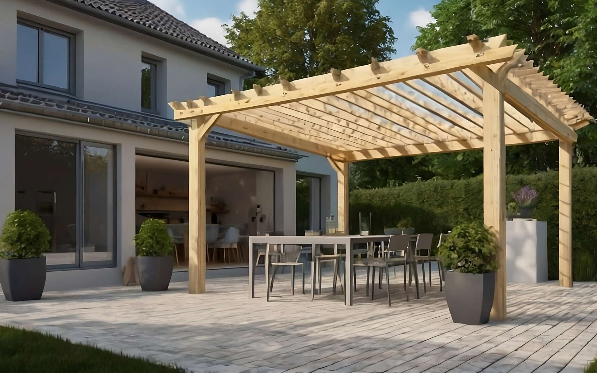 Les 4 meilleures pergolas bioclimatiques autoportées (îlots de jardin)