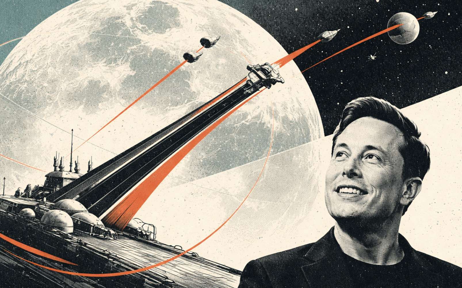 Elon Musk veut une usine sur la Lune… avec une catapulte électromagnétique pour lancer ses satellites IA !