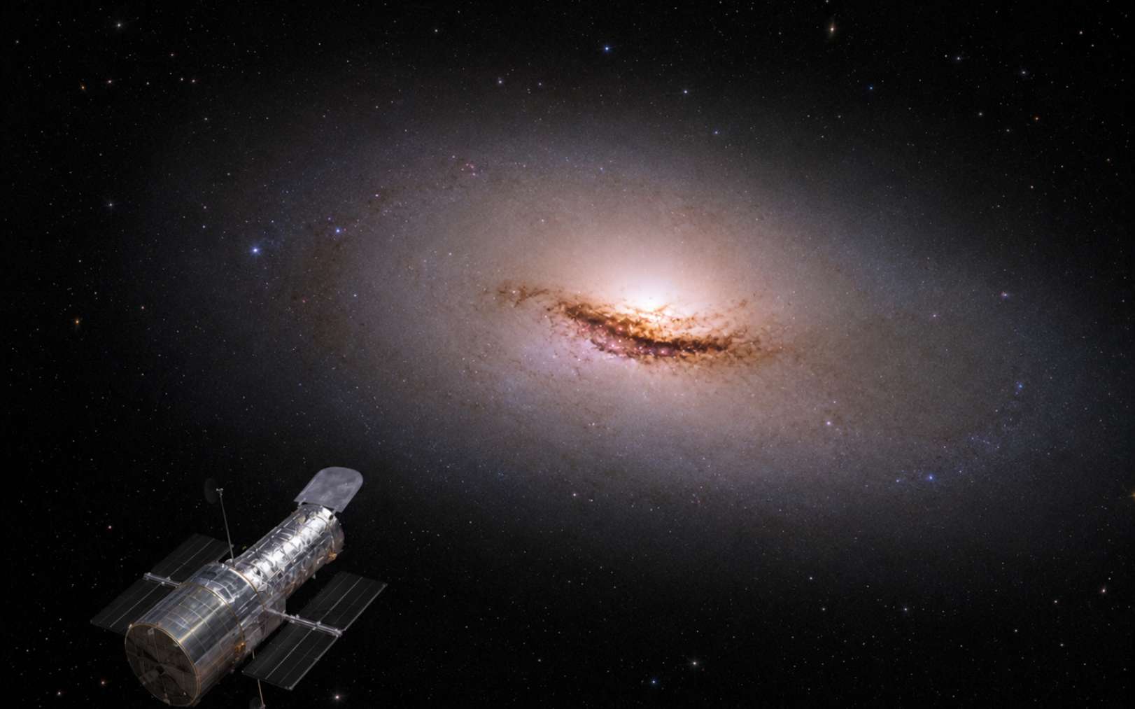 Hubble observe une galaxie en pleine bascule cosmique sous l'effet d'un trou noir géant