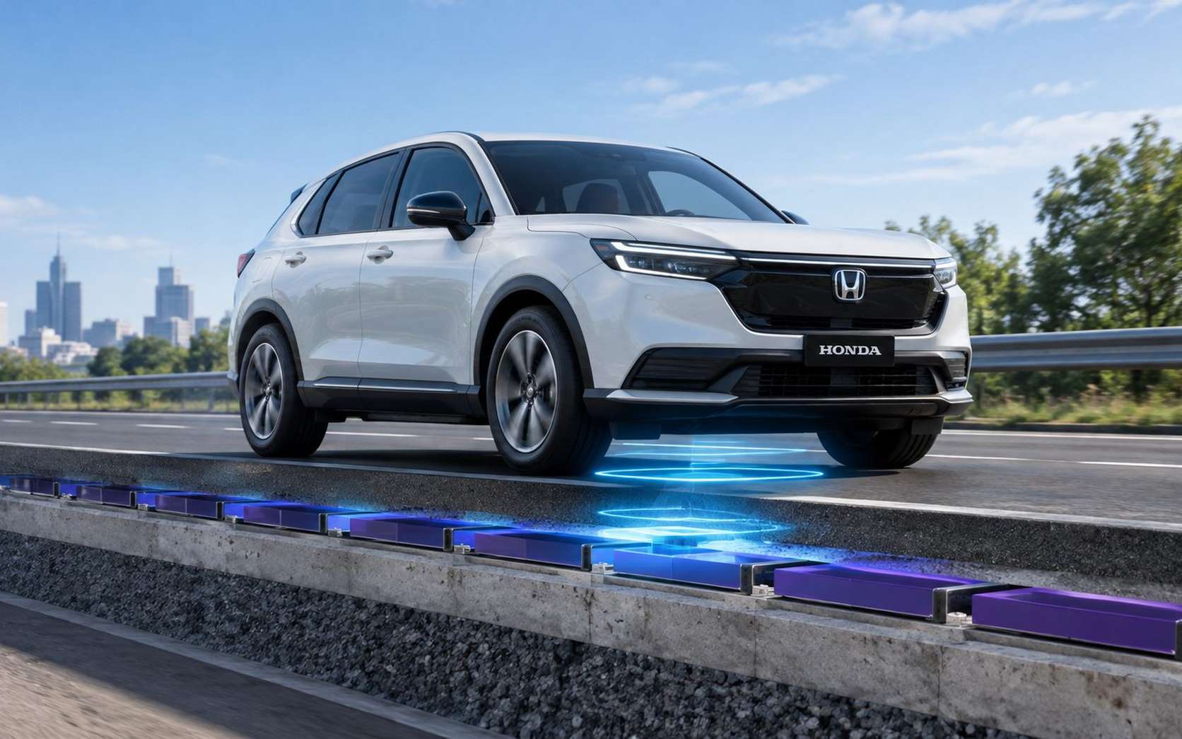 Cette route envoie jusqu’à 150 kW aux véhicules qui roulent dessus : Honda va faire un test grandeur nature