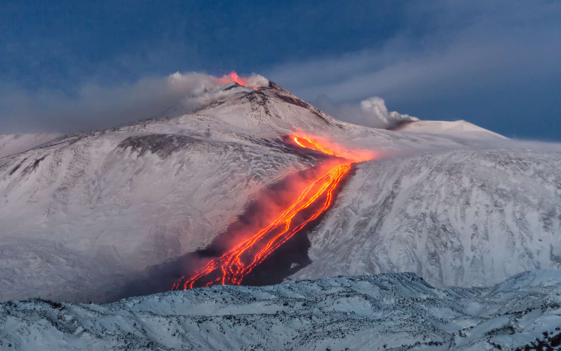 Le volcan le plus actif d’Europe rappelle sa puissance pendant les fêtes avec des jets de lave géants !
