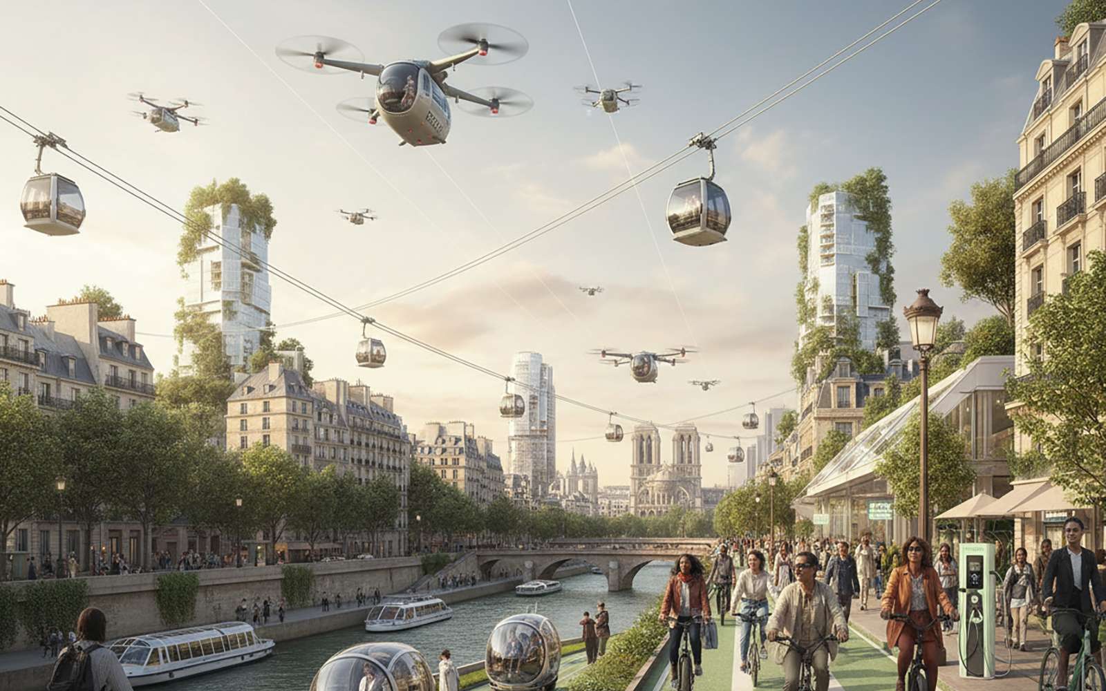 Paris en 2050 (7/10) : métro géant, téléphérique, taxis volants… la ville sans voiture prend forme