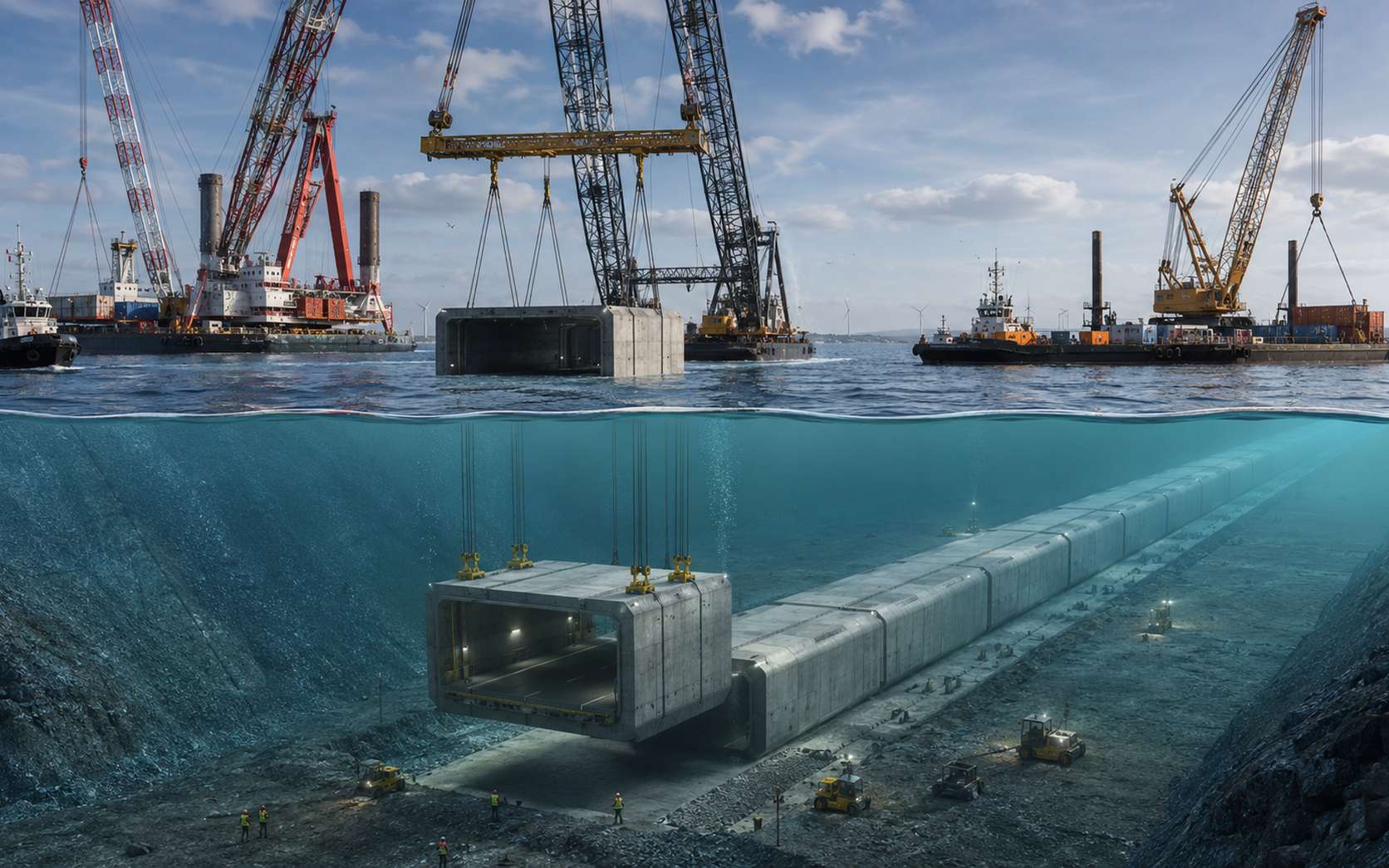 C'est un chantier colossal : un tunnel géant est en construction en le déposant au fond de la mer Baltique