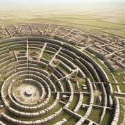 Image générée par intelligence artificielle d’une structure concentrique du Néolithique, en Europe. © OpenArt.ai