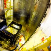 Les deux satellites Galileo 9 et 10 dans la coiffe du lanceur Soyouz. © Esa, M. Pedoussaut, 2015