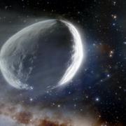 Une vue d’artiste de ce à quoi pourrait ressembler la comète 2014 UN271, une comète bien plus volumineuse que toutes celles qui ont été observées jusqu’alors. © NOIRLab, NSF, Aura, J. da Silva