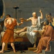 La Mort de Socrate est un tableau peint par Jacques-Louis David en 1787. Le philiosophe grec a été tué par empoisonnement par la grande ciguë. © Catherine Lorillard, DP