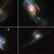 Mosaïque des six collisions cosmiques. © ESA, Hubble &amp;amp; NASA, A. Adamo et al.