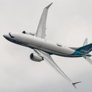 Un Boeing 737 MAX-7 lors du Farnborough Airshow en 2018. © Steve Lynes, CC BY-SA 2.0