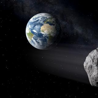Vue d’artiste d’une pluie d’astéroïdes fonçant vers la Terre. © ESA