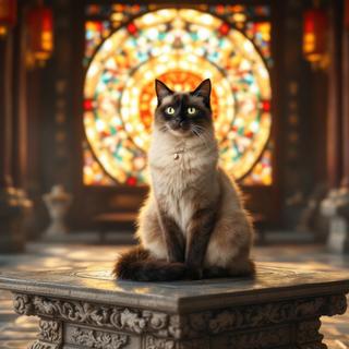 O gato chegou à China a partir do século VII. Como em quase todos os países do mundo, tornou-se um animal domesticado de referência. © Le Chat, imagem gerada com Mistral AI 