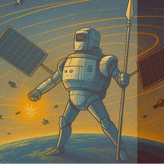 Yoda, futuro guardião da órbita geoestacionária. © DC com AI Copilot