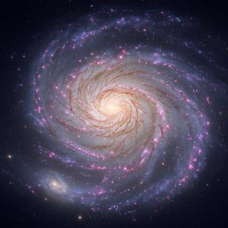 Ilustração da surpreendente galáxia espiral Zhúlóng feita pela IA. © IA Grok