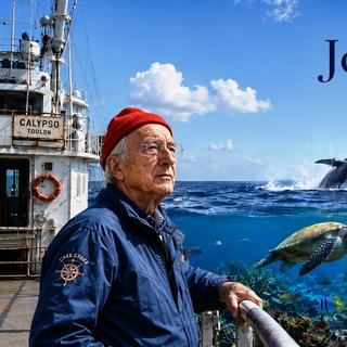 Une vue imaginaire grâce à l'IA du commandant Cousteau à l'occasion du Neptune Forum. © LS, ChatGPT