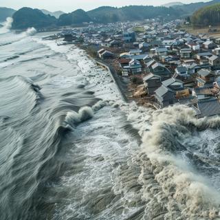 La rupture sismique sur la zone de subduction de Cascadia pourrait mener à une inondation importante des terres de la côte ouest-américaine.&nbsp;© Media Srock, Adobe Stock (image générée avec IA)