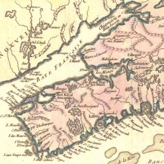 Carte de l'Acadie en 1749 par Robert de Vaugondy. © Domaine public