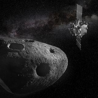 L'ESA et la Jaxa devraient envoyer en 2028 une sonde à destination de l'astéroïde Apophis qu'elle rejoindra en 2029, quelques mois avant son passage au plus près de la Terre. © ESA-Science Office