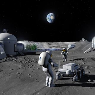 Conceito europeu de base lunar. ©ESA, P. Carril