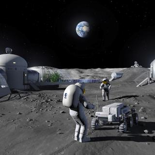 Conceito de base lunar em estudo. ©ESA, P. Carril