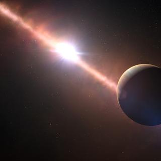 Une vue d'artiste de l'exoplanète Bêta Pictoris b autour de son étoile parente. © ESO, L.Calcada, N.Risinger