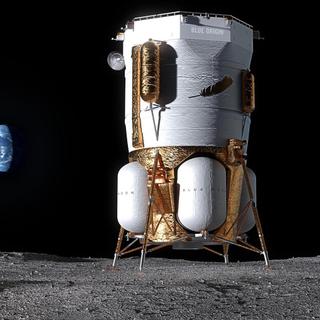 Mark 1, le prototype d’alunisseur Blue Moon de l’entreprise spatiale Blue Origin. © Blue Origin