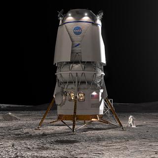 Vue d'artiste du Blue Moon des missions Artemis de la Nasa. © Blue Origin