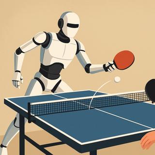 Pesquisadores ensinaram um robô a jogar tênis de mesa.  © EB com ChatGPT