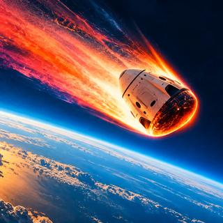 La capsule Crew Dragon de Sophie Adenot amerirra au large de la Californie à 17 h 34.&nbsp;Illustration créée à l'aide d'un outil IA. © Xavier Demeersman, Futura