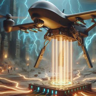 Recharger un drone via une charge sans fil, c’est possible, mais compliqué. © SB, Microsoft Designer (image générée avec IA)