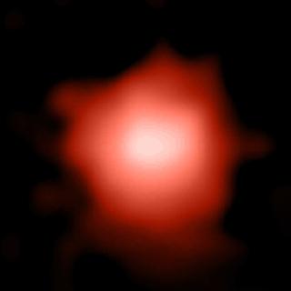 Um zoom no Glass-z13. © (Naidu et al. 2022). Imagem: Pascal Oesch (Universidade de Genebra e Cosmic Dawn Center, Instituto Niels Bohr, Universidade de Copenhague). Dados brutos: T. Treu (UCLA) e GLASS-JWST. NASA/CSA/ESA/STScI“