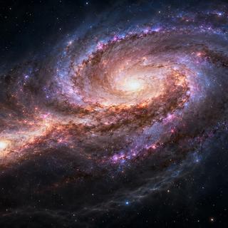 Une vue par l'IA de deux galaxies spirales en interaction. © LS, ChatGPT