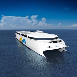 Esta balsa elétrica transporta 250 toneladas de bateria. © Incat