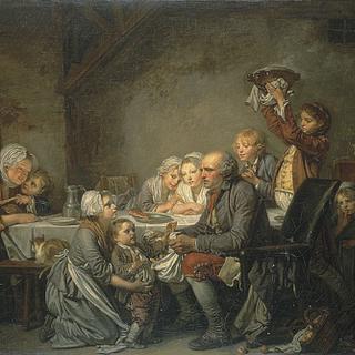  Le gâteau des rois. Représentation d'une famille de paysans aisés au XVIIIe siècle.&nbsp;© Musée Fabre, Montpellier.