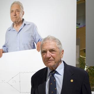 Jack Steinberger en 2008, photographié lors de l'exposition « Accelerating Nobel ». © Claudia Marcelloni, Cern