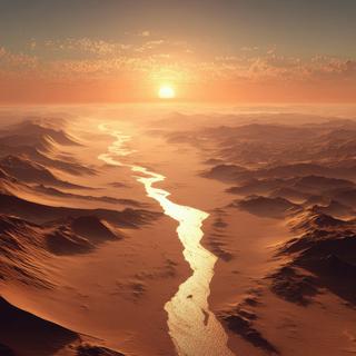 Mars a possédé, comme la Terre, de vastes bassins versants. ©&nbsp;Sebastian,&nbsp;Adobe Stock (image générée avec IA)