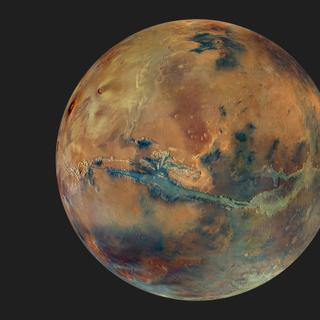 Mars vue par la sonde Mars Express.&nbsp;© ESA/DLR/FU Berlin/G. Michael, CC by-sa&nbsp;3.0 IGO