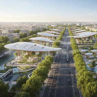 Em 2050, Paris terá se adaptado a um clima muito quente. © AP, IA Geminy